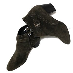 Aquatalia suede green block heel boots size 9